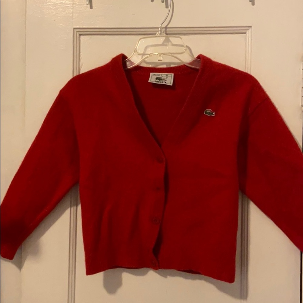 Vintage Lacoste Red Wool Cardigan